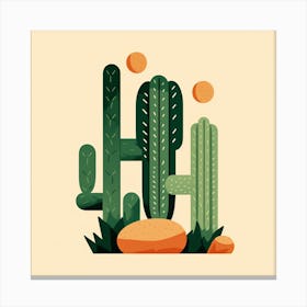 Rizwanakhan Simple Abstract Cactus Non Uniform Shapes Petrol 18 Canvas Print