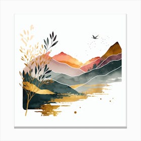 Watercolor Landscape Painting Abstract Canvas Print