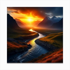 Sunset In The Mountains Canvas Print