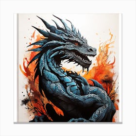 Dragon On Fire Canvas Print Canvas Print