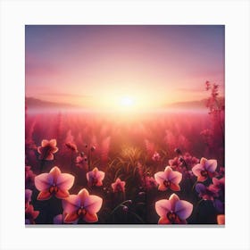 Sunset In The Field Canvas Print