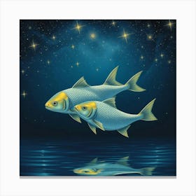 Fishes In The Night Sky Canvas Print