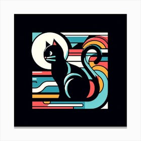 Cat On A Black Background Canvas Print