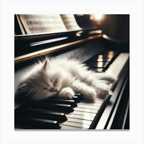 Cat Sleeping On Piano 5 Canvas Print