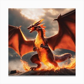 Dragon On Fire Canvas Print