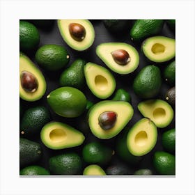 Avocados On A Black Background Canvas Print