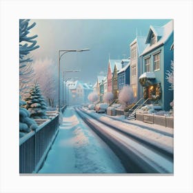 Winter Street In Iceland Canvas Print