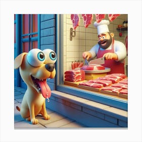 Dog at Butcher Shop 2 Canvas Print