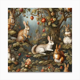 Rabbits In The Forest Canvas Print