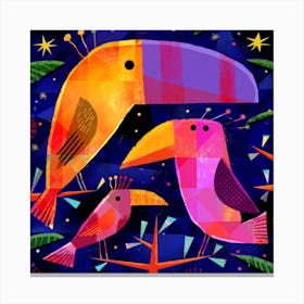 Tropical Birds Square Canvas Print