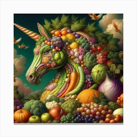 Unicorn Of Fruits And Vegetables Canvas Print