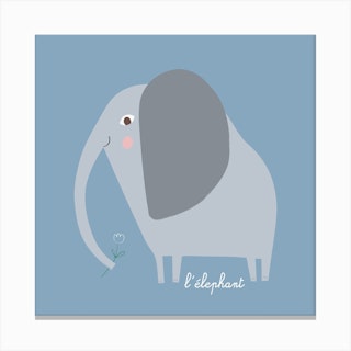 Elephant Print Square Canvas Print
