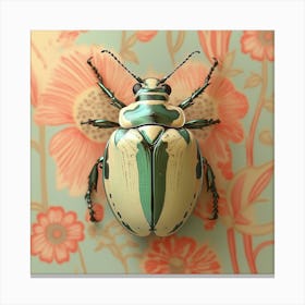 Vintage beetle on wallpaper Canvas Print