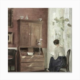 Woman Reading By A Window 1 Canvas Print