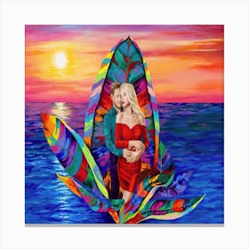 Couple On A Boat Canvas Print