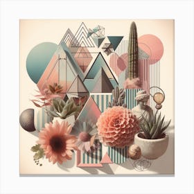 Dreaming of Spring: A Surreal Collage of Pastel Botanicals and Vintage Photos Canvas Print