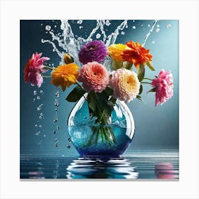 Water Splashing Flowers 7 Canvas Print