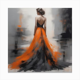 Orange And Black Dress Canvas Print