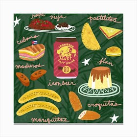 Cuban Foods Square Canvas Print
