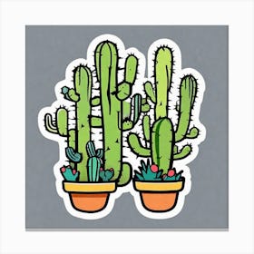 Cactus In Pots Canvas Print