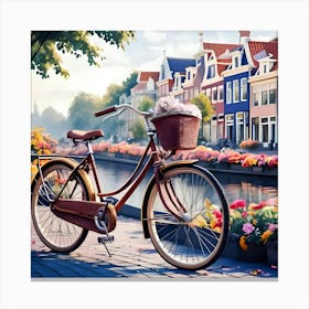 Amsterdam Bicycle On The Canal  Canvas Print