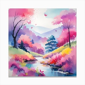 Watercolor Of A River 1 Canvas Print