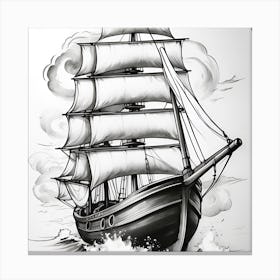 Sailing Ship In The Sea Canvas Print