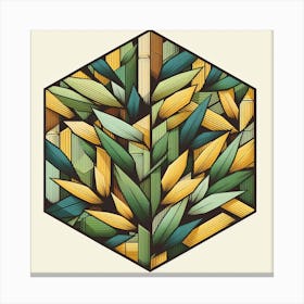 Geometric Art Bamboo leafs 1 Canvas Print