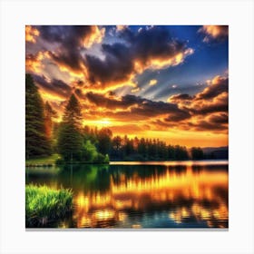 Sunset Over Lake 22 Canvas Print