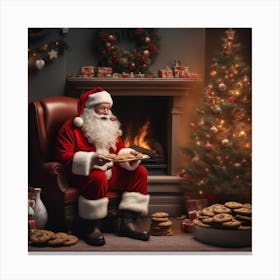 Santa Claus Eating Cookies 27 Canvas Print