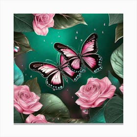 Butterfly And Roses 1 Canvas Print