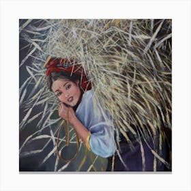 Girl With A Basket Canvas Print