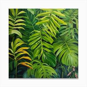 Oil Painted Realistic Mural Of Green Tropical Rain (2) Canvas Print