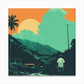 Lo-Fi Islander Man Walking Down A Road Canvas Print