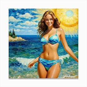 Girl On The Beach fhh Canvas Print