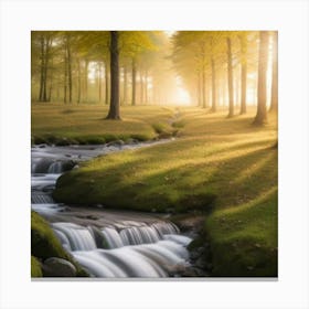 Morning sunrise in the forest Canvas Print