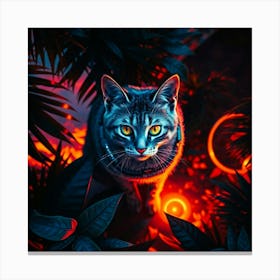 Cat With Neon Lights Canvas Print