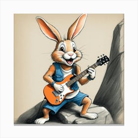 Bunny Playing Guitar 1 Canvas Print