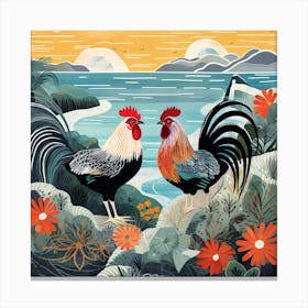 Bird In Nature Rooster 4 Canvas Print