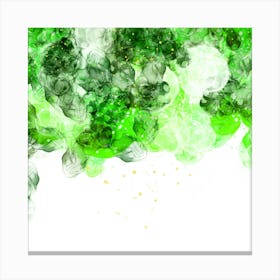 Lush Green Abstract Ink Art – Flowing Marble, Emerald, and Gold Accents Leinwandbild