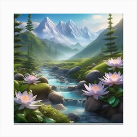 Water Lilies In The Mountains Canvas Print