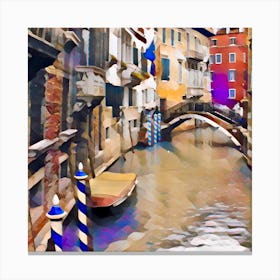 Venice Canal With Bridge Canvas Print