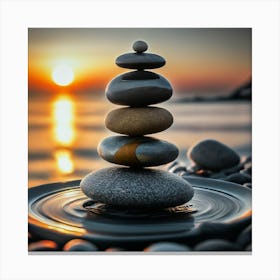 Zen balancing stones at sunset 6 Canvas Print