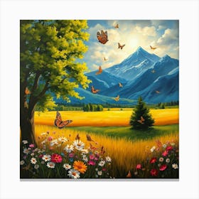 Butterflies In The Meadow 3 Canvas Print