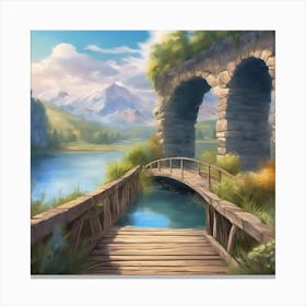 Bridge Over A Lake Canvas Print