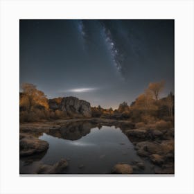 Night Sky Over A River 1 Canvas Print