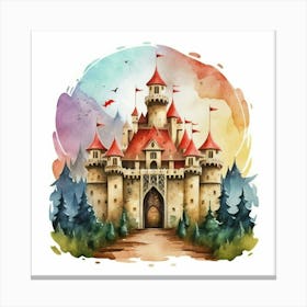 Watercolor Castle Canvas Print