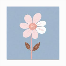A White And Pink Flower In Minimalist Style Square Composition 216 Canvas Print