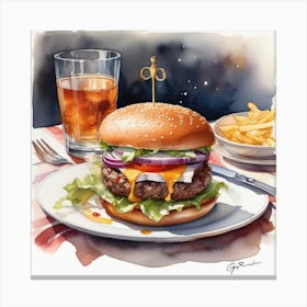 Hamburger And Fries 33 Canvas Print