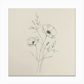 Line Drawing Of Flowers 7 Canvas Print